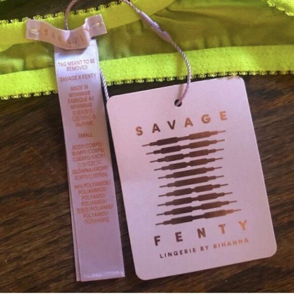 Savage X Fenty Size Small Flocked Logo Bralette Acid Green NWT - Picture 9 of 11